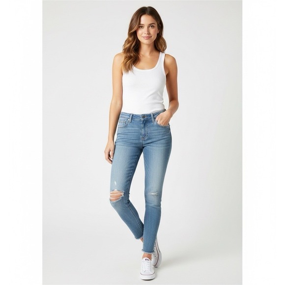 Banana Republic Denim - Banana Republic Womens Size 27/4 Petites Skinny Fit Jeans Blue Fashionable Rips